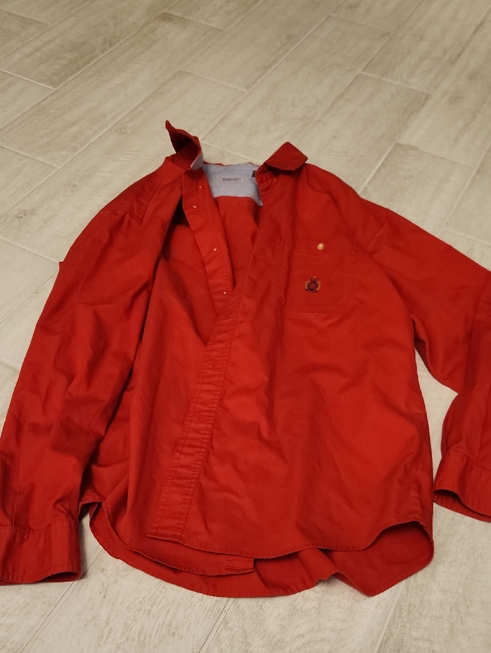 Bugle Boy Light Blue Shirt with Red Trim